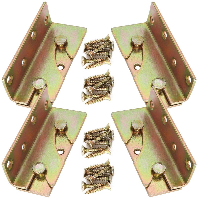 ZOEYES 4 Sets Bed Rail Fittings No-Mortise Bed Rail Brackets Heavy Duty Bed Frame Hardware Rust Proof Bed Frame Connectors with Screws for Headboards, Footboards Hold - Image 1